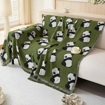 Panda Luxe Bankhoes - Microvezel, Omkeerbaar Design met Franjeranden 5