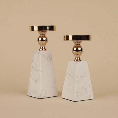 Pavo Kaarsenhouder - Marmer met Goudaccent, Modern Design 0