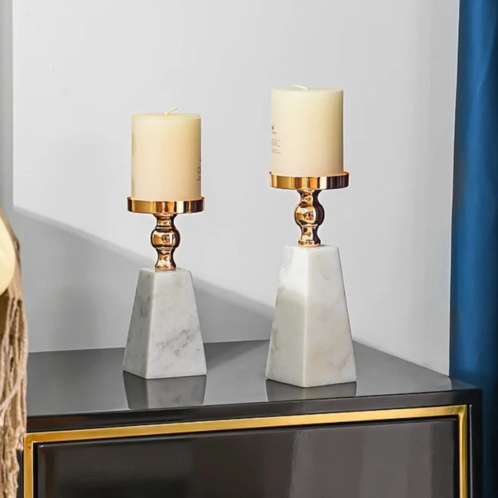 Pavo Kaarsenhouder - Marmer met Goudaccent, Modern Design 2