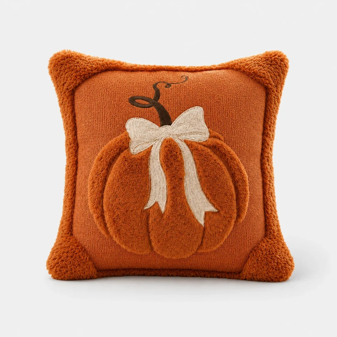 Pavo Kussenhoes - Chenille met Pompoen Design, Geschikt voor Binnenkussen 45x45 cm 9