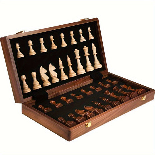 Pavo Schaakspel - Houten Schaakset met Massief Houten Stukken, Klassiek Design 0
