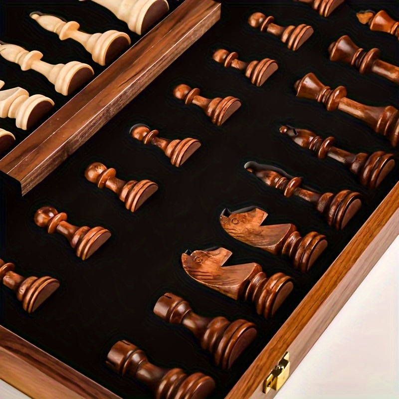 Pavo Schaakspel - Houten Schaakset met Massief Houten Stukken, Klassiek Design 5
