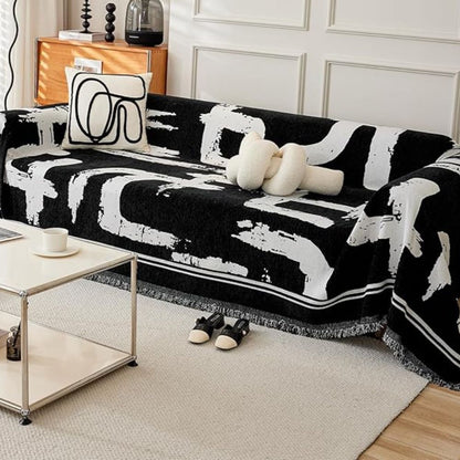 Penseelstreek Sofa Cover - Premium Chenille, Omkeerbaar Design 1
