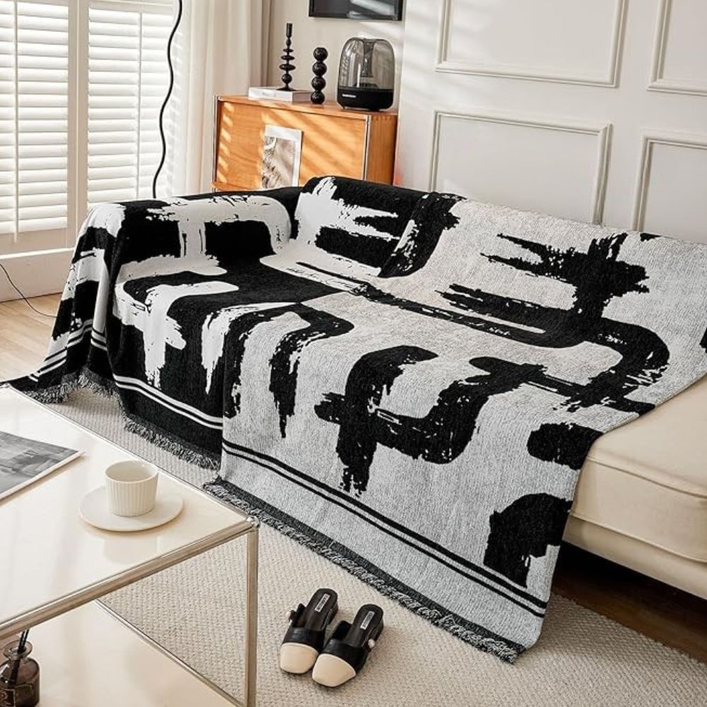 Penseelstreek Sofa Cover - Premium Chenille, Omkeerbaar Design 2