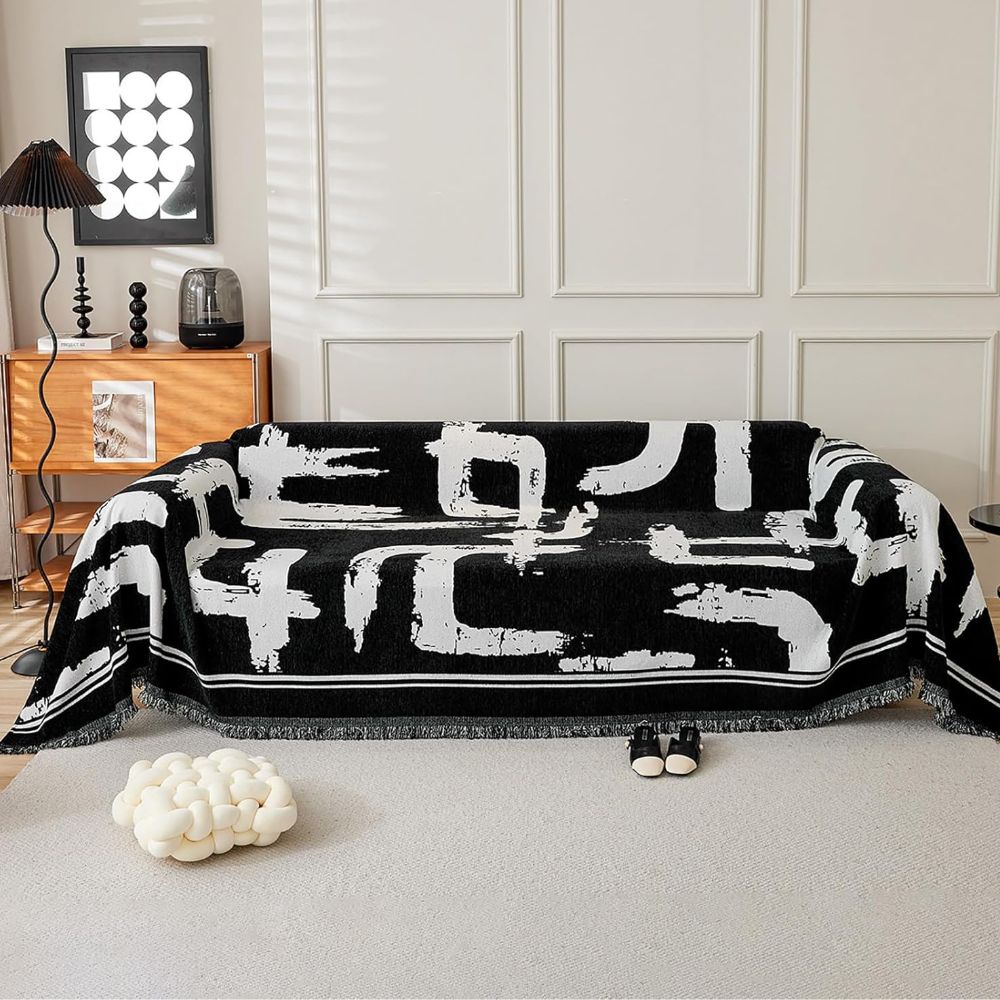 Penseelstreek Sofa Cover - Premium Chenille, Omkeerbaar Design 3