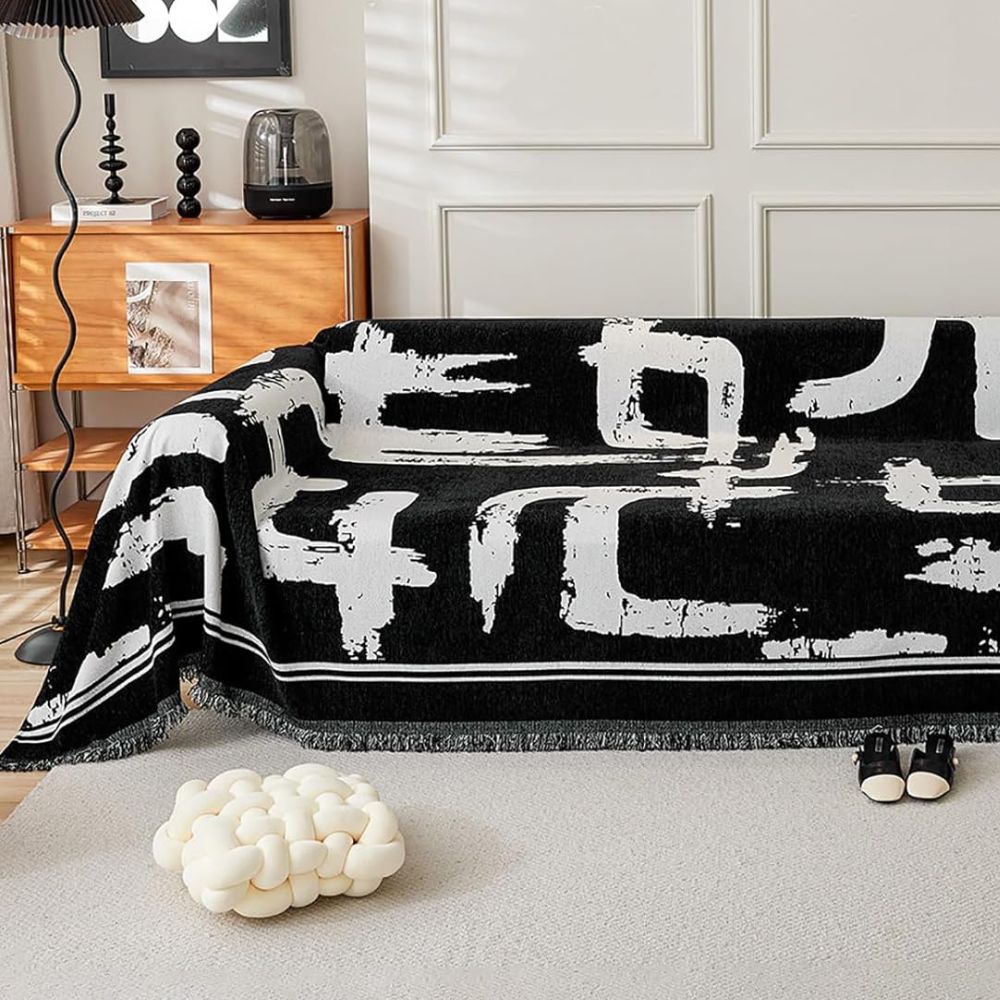 Penseelstreek Sofa Cover - Premium Chenille, Omkeerbaar Design 4