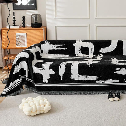 Penseelstreek Sofa Cover - Premium Chenille, Omkeerbaar Design 4