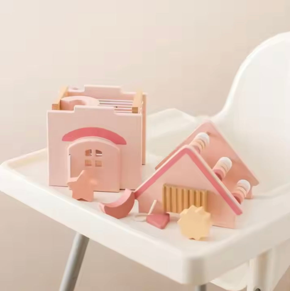 PastelPlayHouse™ – Houten huis met open-end speelwaarde