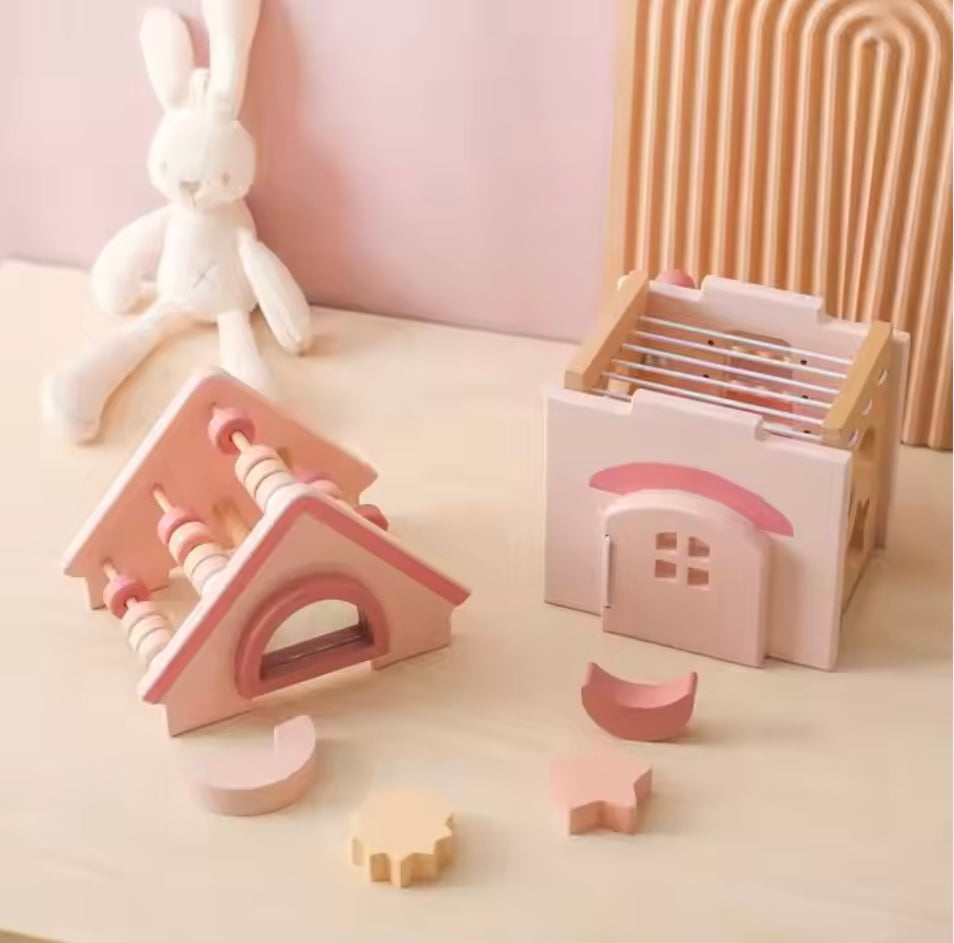 PastelPlayHouse™ – Houten huis met open-end speelwaarde