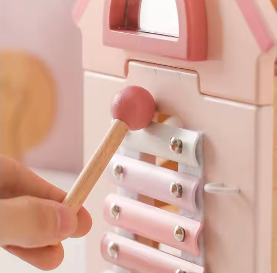 PastelPlayHouse™ – Houten huis met open-end speelwaarde