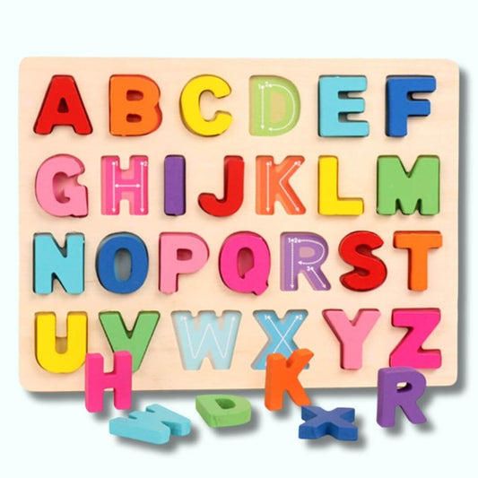LetterLern™ – Houten Alfabet Cijfer Puzzel – Educatief Montessori Speelgoed