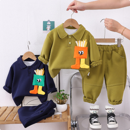SnackSteps™ – Speelse Set met Frietjesprint – Unisex Kinderoutfit