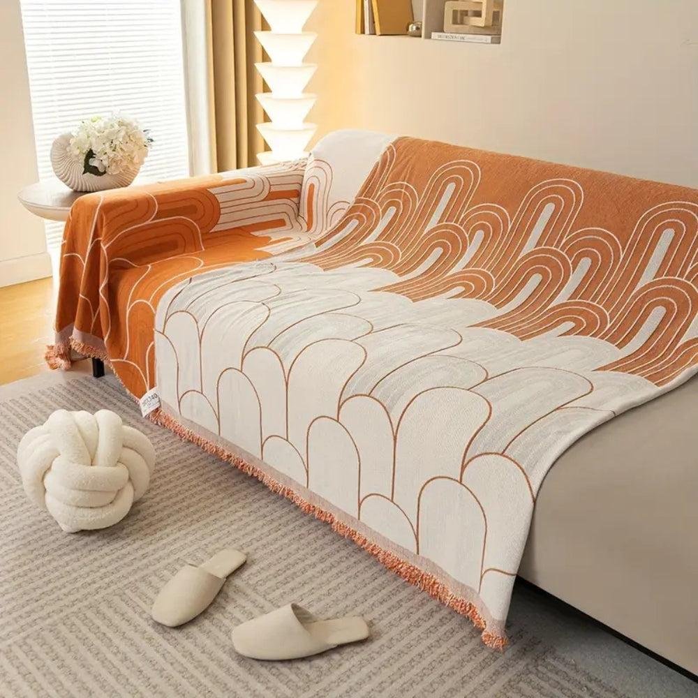 Raina Bankhoes - Zachte Chenille, Retro Stijl met Kwastenaccent 6