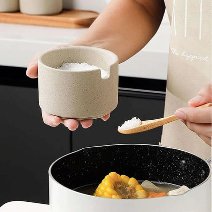 Ravello Kruidenpotjes Set - Keramiek met Houten Deksels, Elegant Ontwerp 2