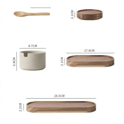 Ravello Kruidenpotjes Set - Keramiek met Houten Deksels, Elegant Ontwerp 3