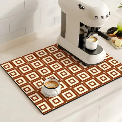 RetroDryTile™ – Sneldrogende Koffie Droogmat – Absorberende Keuken Mat