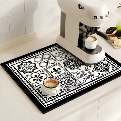 RetroDryTile™ – Sneldrogende Koffie Droogmat – Absorberende Keuken Mat