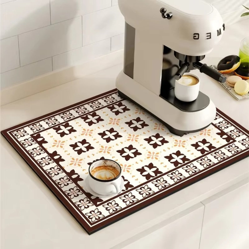 RetroDryTile™ – Sneldrogende Koffie Droogmat – Absorberende Keuken Mat