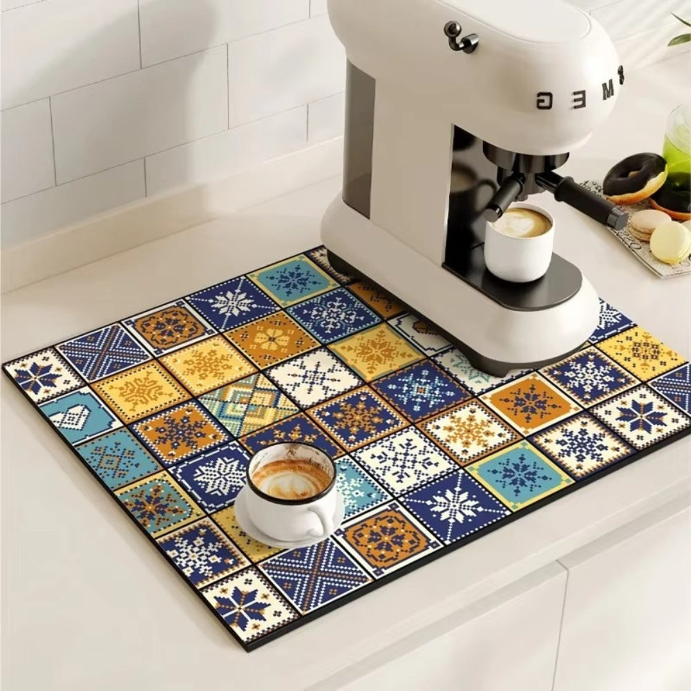 RetroDryTile™ – Sneldrogende Koffie Droogmat – Absorberende Keuken Mat