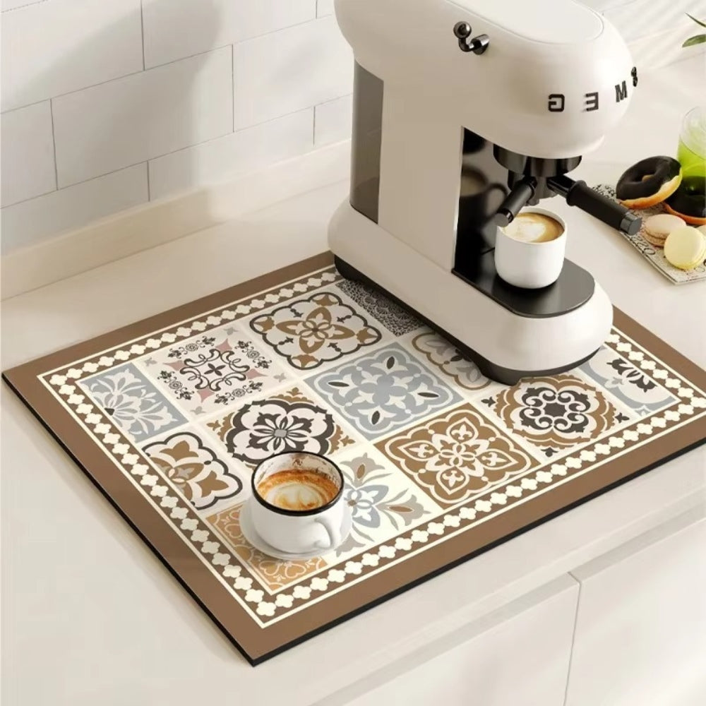 RetroDryTile™ – Sneldrogende Koffie Droogmat – Absorberende Keuken Mat