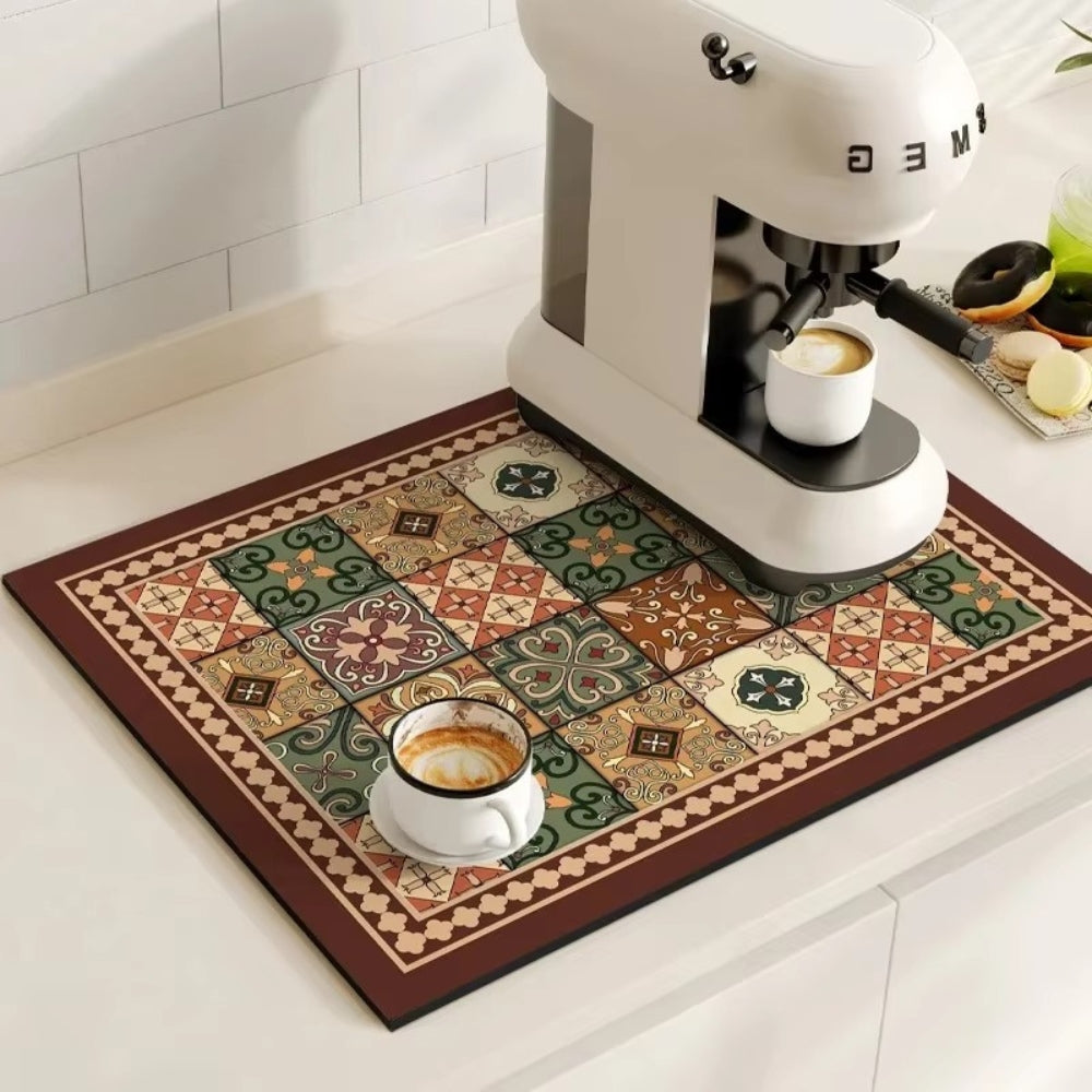 RetroDryTile™ – Sneldrogende Koffie Droogmat – Absorberende Keuken Mat