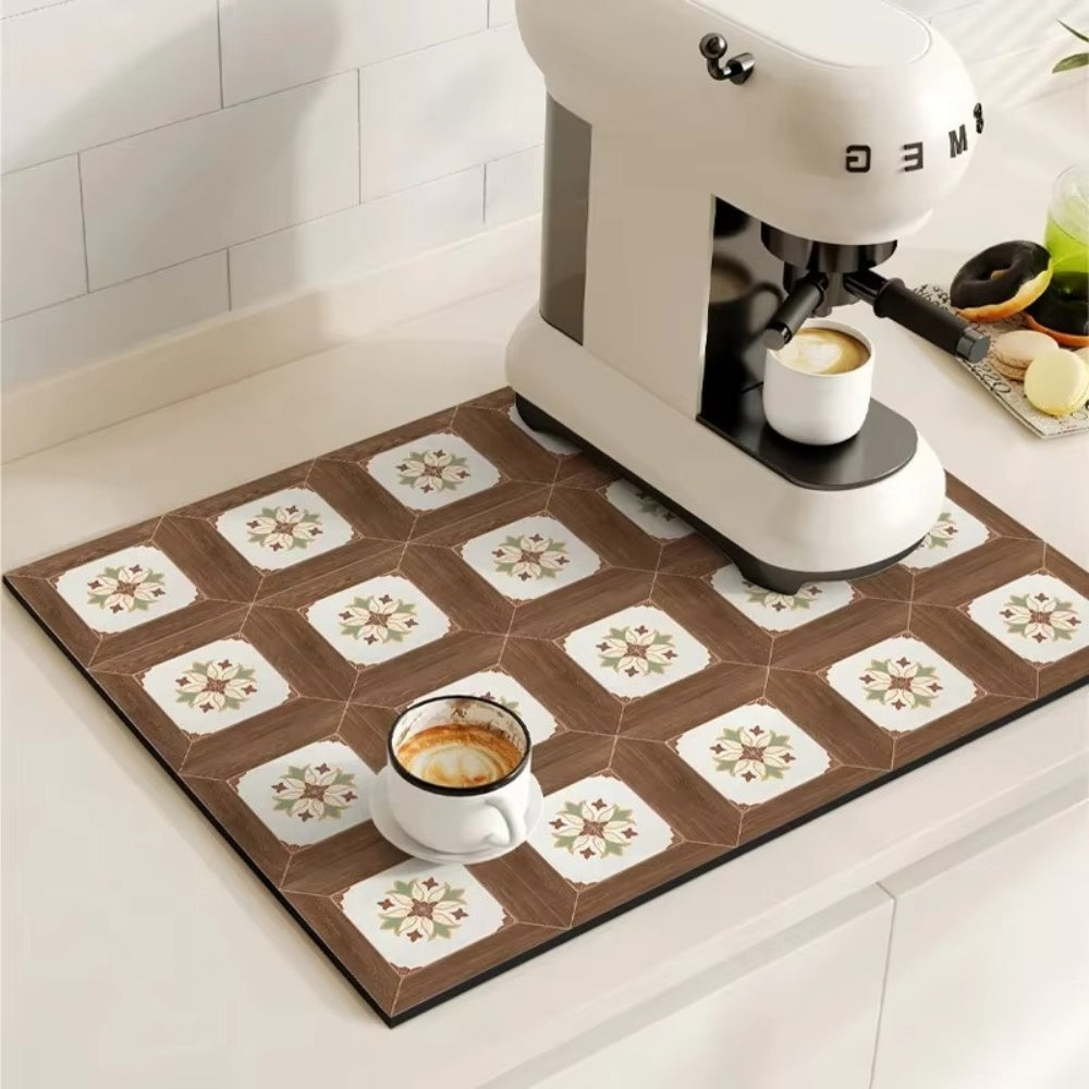 RetroDryTile™ – Sneldrogende Koffie Droogmat – Absorberende Keuken Mat