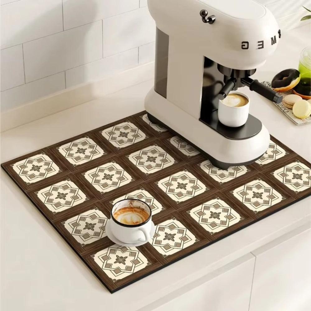 RetroDryTile™ – Sneldrogende Koffie Droogmat – Absorberende Keuken Mat