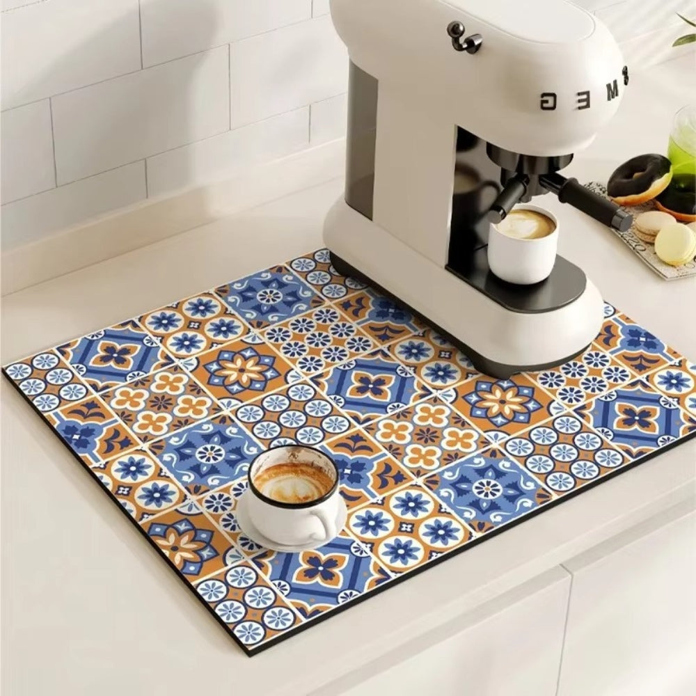 RetroDryTile™ – Sneldrogende Koffie Droogmat – Absorberende Keuken Mat