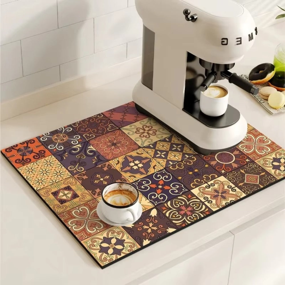 RetroDryTile™ – Sneldrogende Koffie Droogmat – Absorberende Keuken Mat