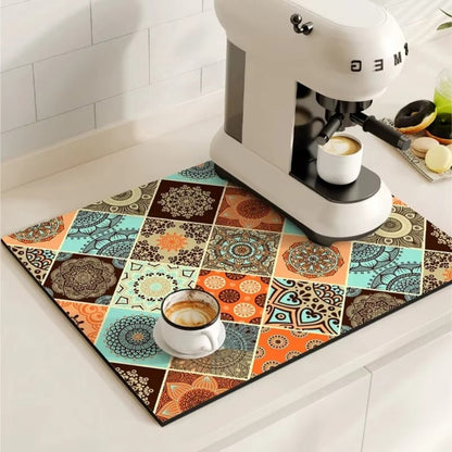 RetroDryTile™ – Sneldrogende Koffie Droogmat – Absorberende Keuken Mat