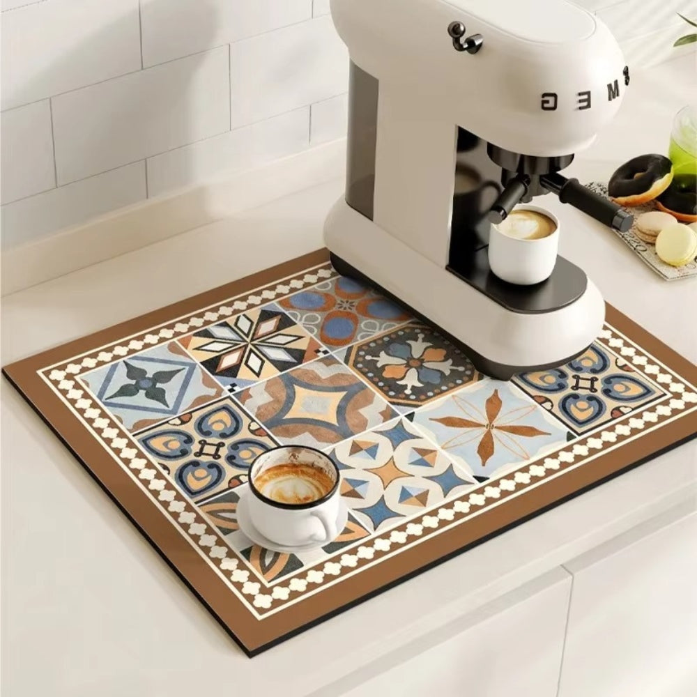 RetroDryTile™ – Sneldrogende Koffie Droogmat – Absorberende Keuken Mat