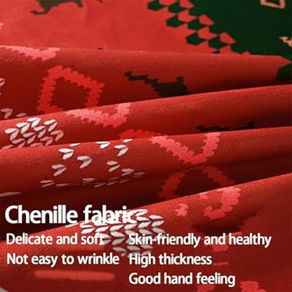 Rivano Chenille Tafelkleed - Rood, Klassiek Geruit 2