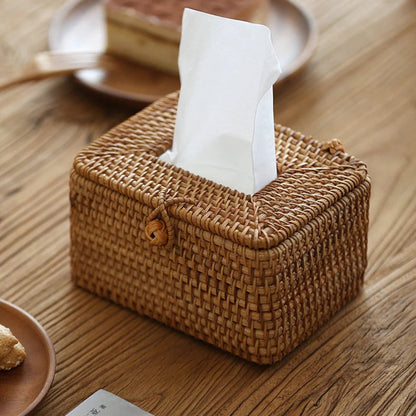Rivano Tissue Box - Handgeweven Natuurlijk Rotan, Compact Design 0