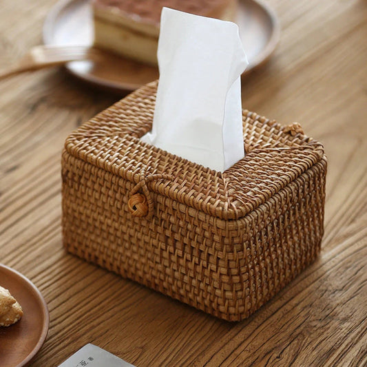 Rivano Tissue Box - Handgeweven Natuurlijk Rotan, Compact Design 0