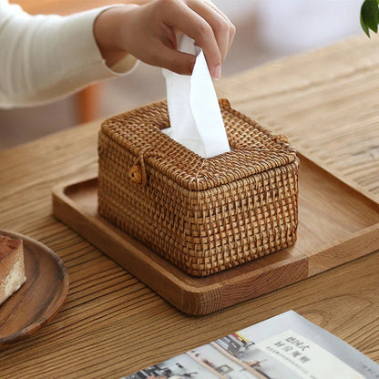 Rivano Tissue Box - Handgeweven Natuurlijk Rotan, Compact Design 1