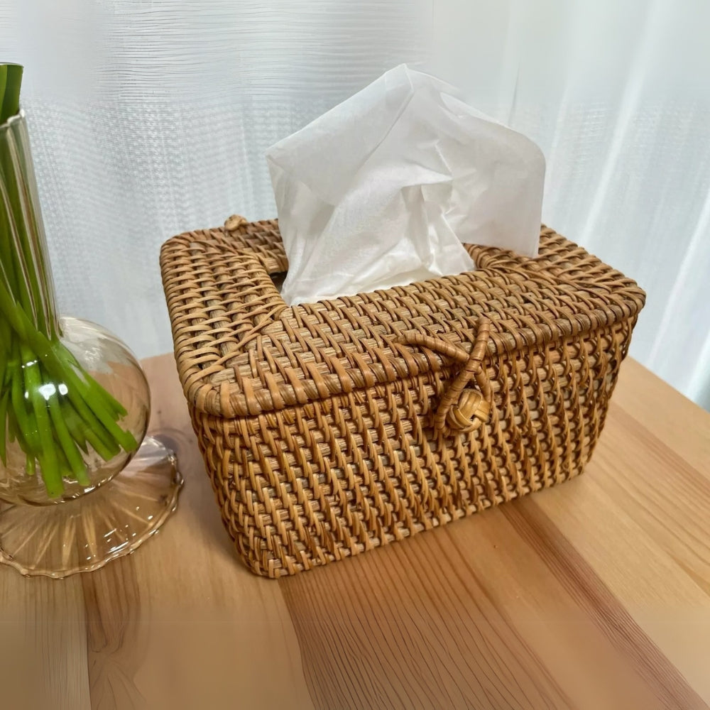 Rivano Tissue Box - Handgeweven Natuurlijk Rotan, Compact Design 2