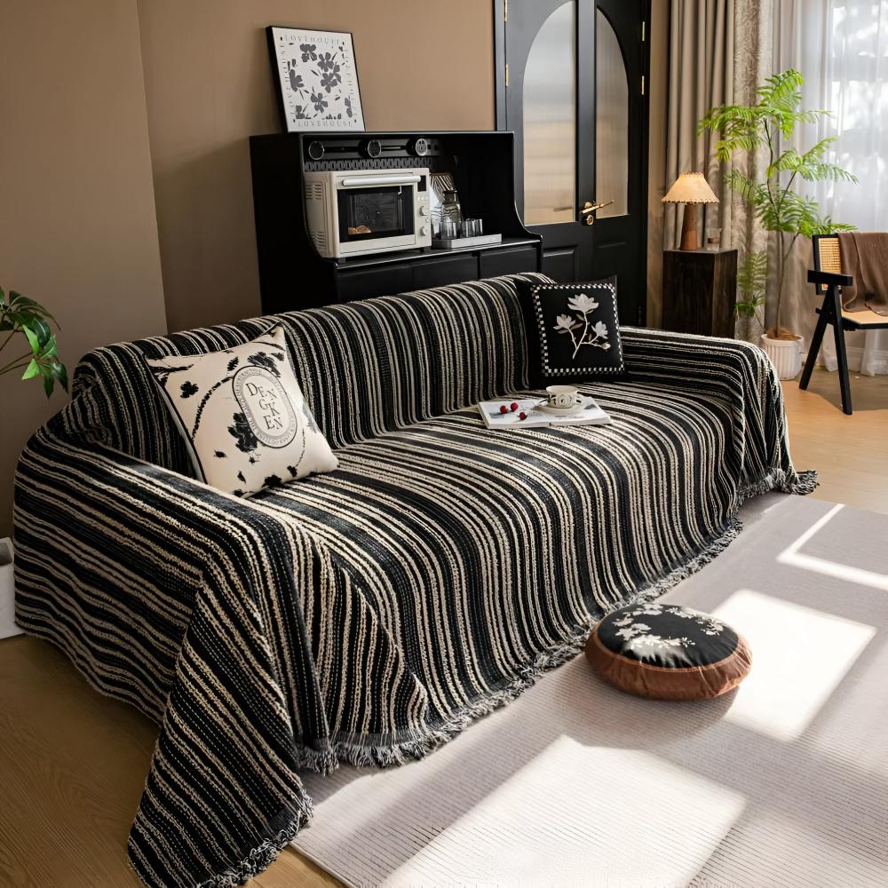 Riviera Bankhoes - Luxe Chenille, Universele Pasvorm met Streepdesign 0