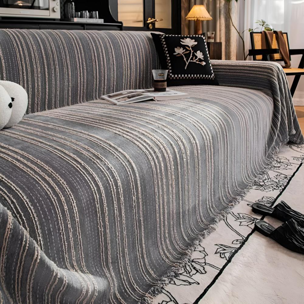 Riviera Bankhoes - Luxe Chenille, Universele Pasvorm met Streepdesign 2