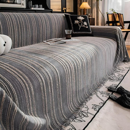 Riviera Bankhoes - Luxe Chenille, Universele Pasvorm met Streepdesign 2