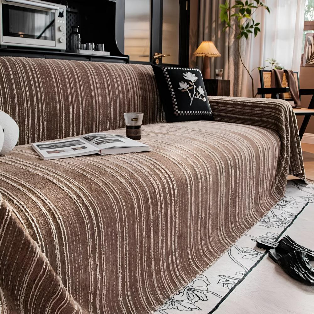 Riviera Bankhoes - Luxe Chenille, Universele Pasvorm met Streepdesign 4