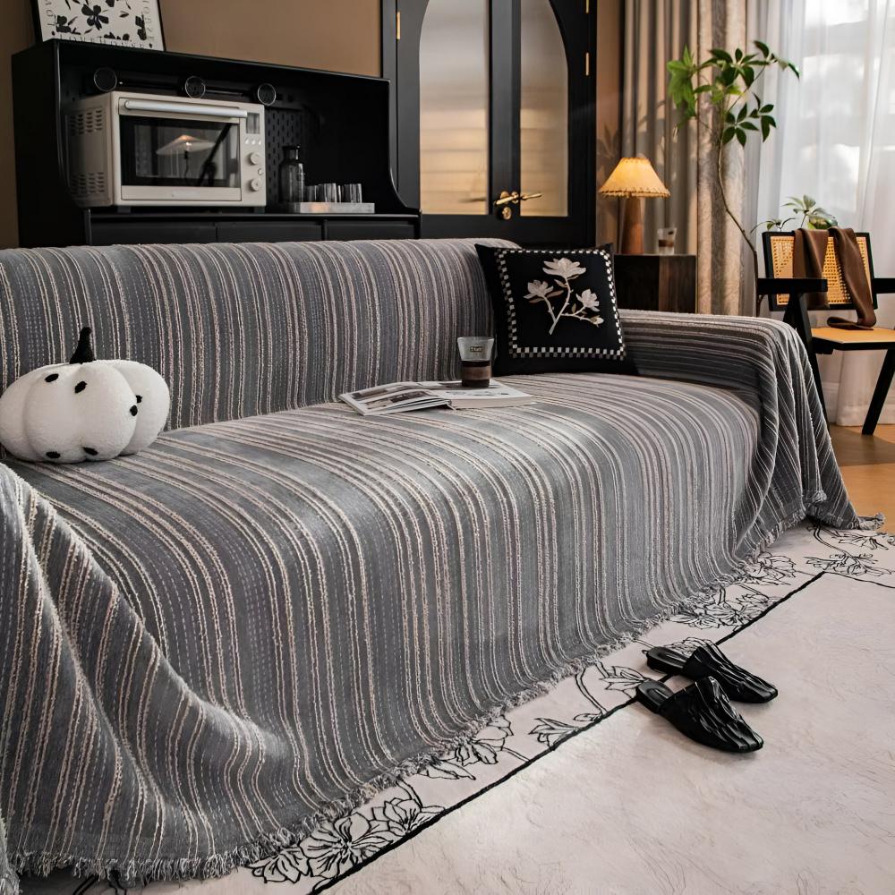 Riviera Bankhoes - Luxe Chenille, Universele Pasvorm met Streepdesign 5