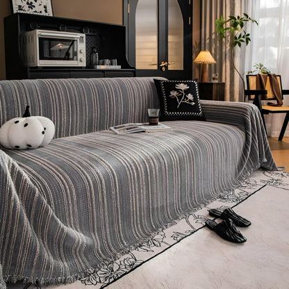 Riviera Bankhoes - Luxe Chenille, Universele Pasvorm met Streepdesign 5