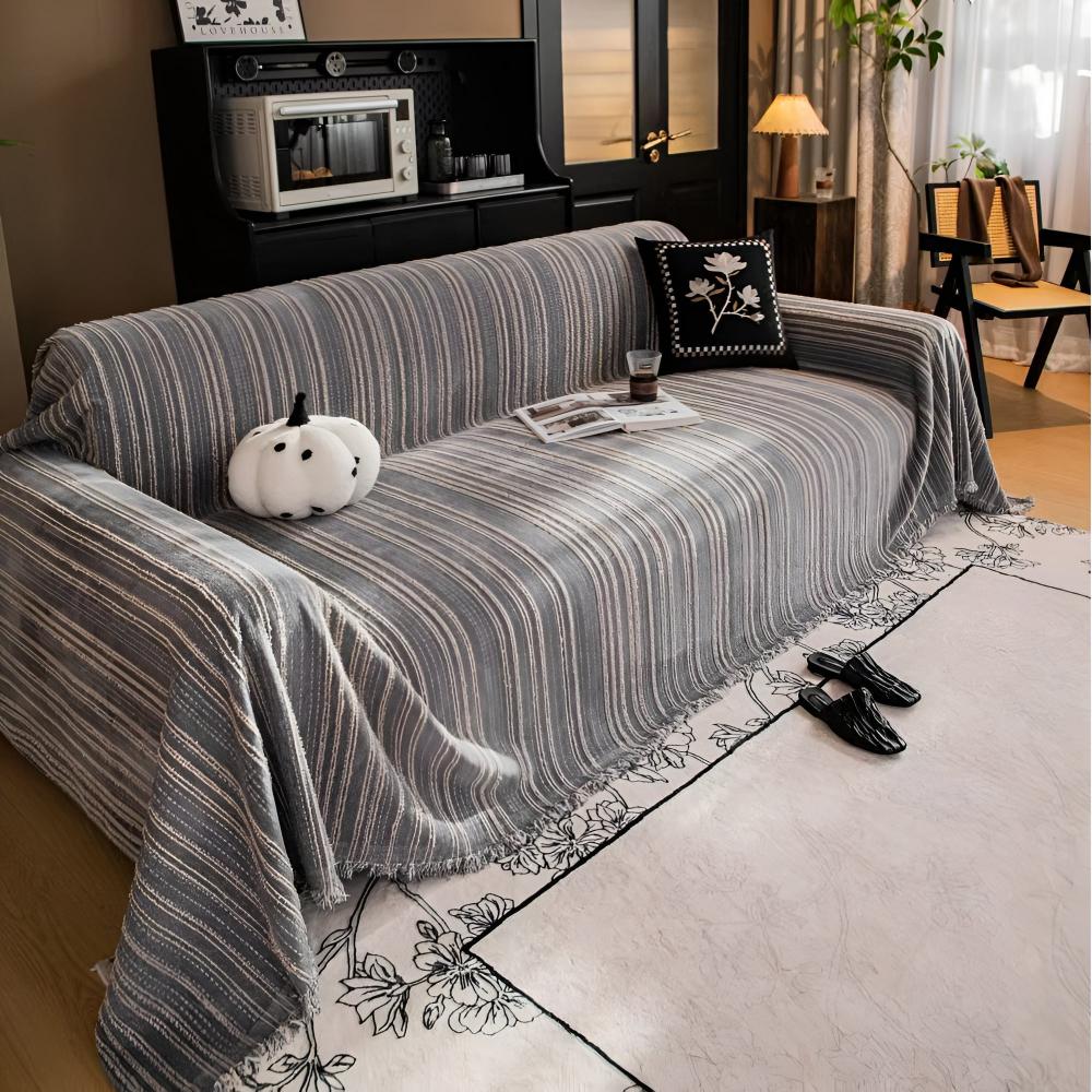 Riviera Bankhoes - Luxe Chenille, Universele Pasvorm met Streepdesign 6
