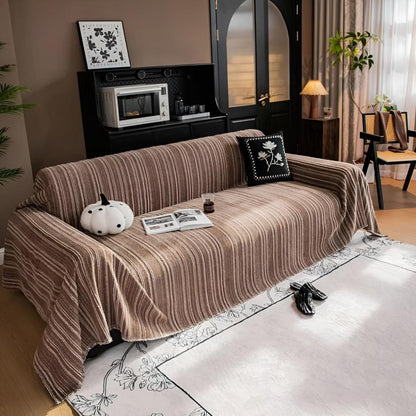 Riviera Bankhoes - Luxe Chenille, Universele Pasvorm met Streepdesign 7