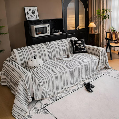 Riviera Bankhoes - Luxe Chenille, Universele Pasvorm met Streepdesign 8