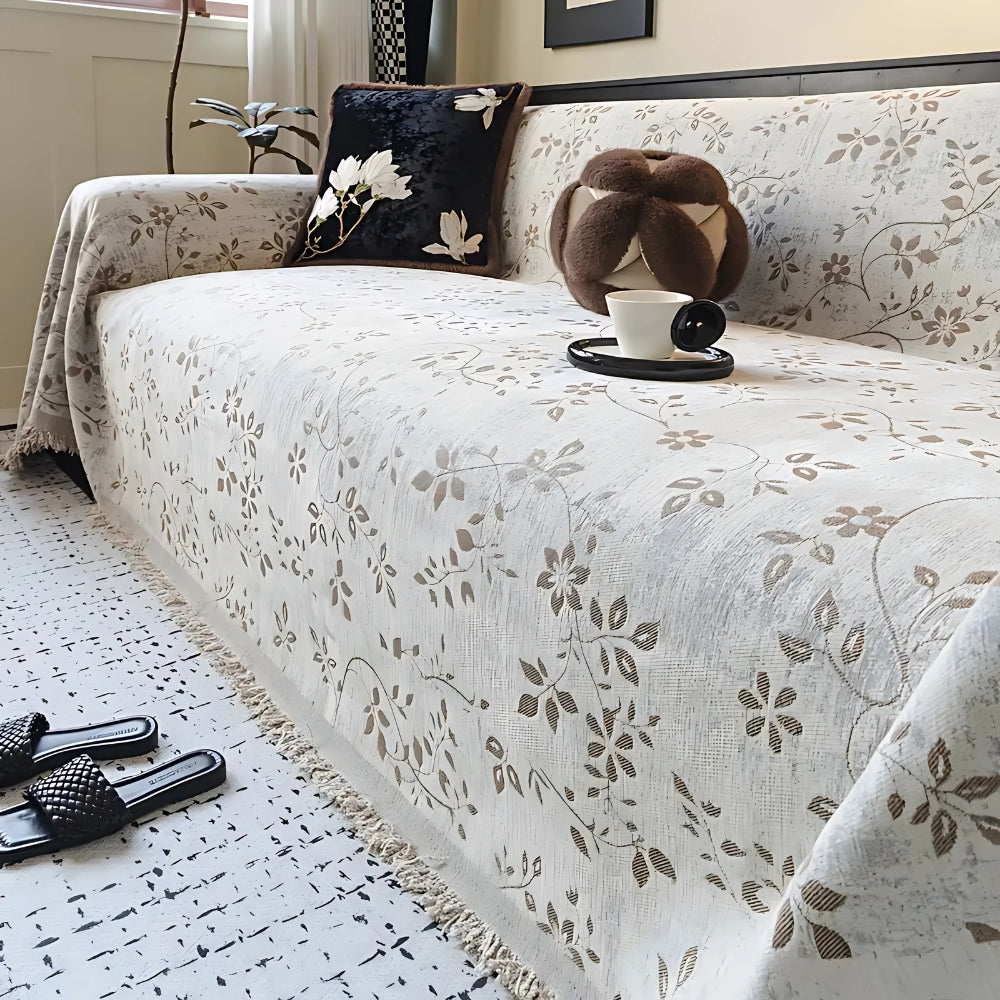 Riviera Bankhoes - Zachte Microvezel, Vintage Bloemenmotief 1