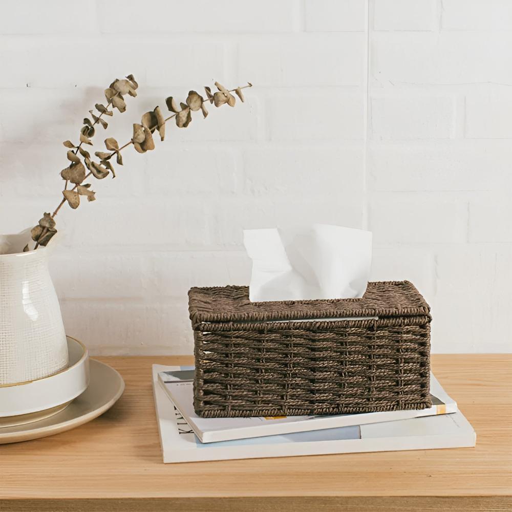 Riviera Tissuebox - Rotan met Natuurlijke Lederen Accenten, Compact en Elegant 0