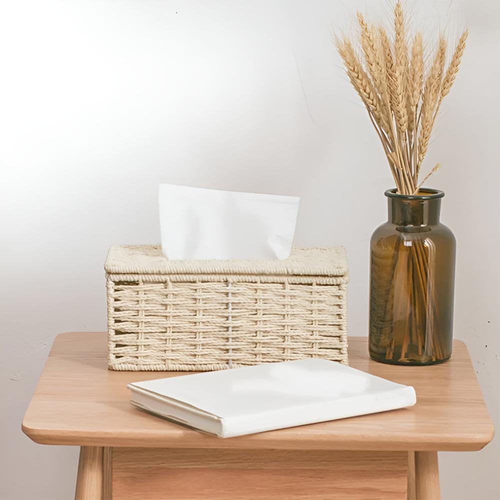 Riviera Tissuebox - Rotan met Natuurlijke Lederen Accenten, Compact en Elegant 1