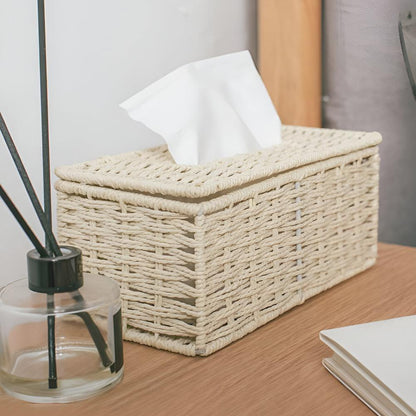 Riviera Tissuebox - Rotan met Natuurlijke Lederen Accenten, Compact en Elegant 2