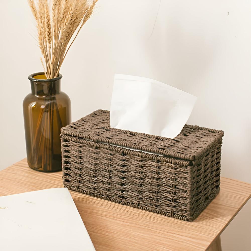 Riviera Tissuebox - Rotan met Natuurlijke Lederen Accenten, Compact en Elegant 3